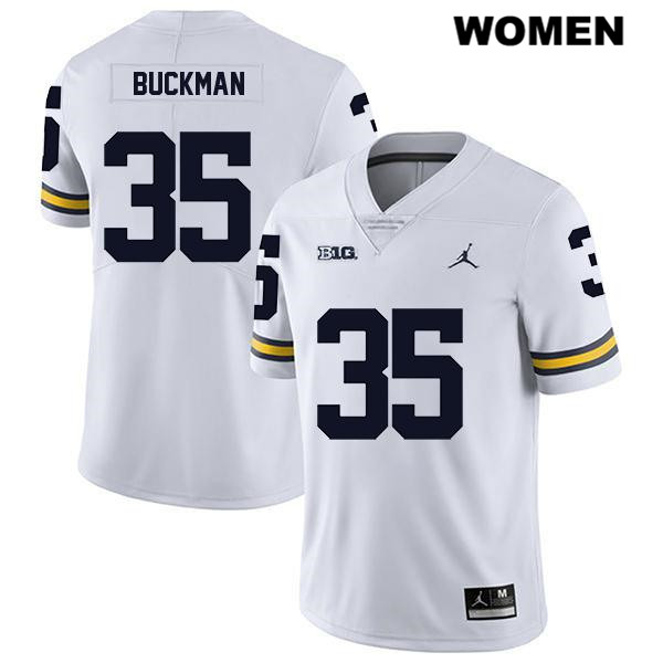 Women's NCAA Michigan Wolverines Luke Buckman #35 White Jordan Brand Authentic Stitched Legend Football College Jersey VV25Z78PV